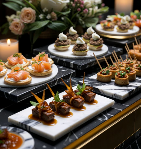 Signature Finger Foods Crowd favorites like sliders, spring rolls, and mini tacos.