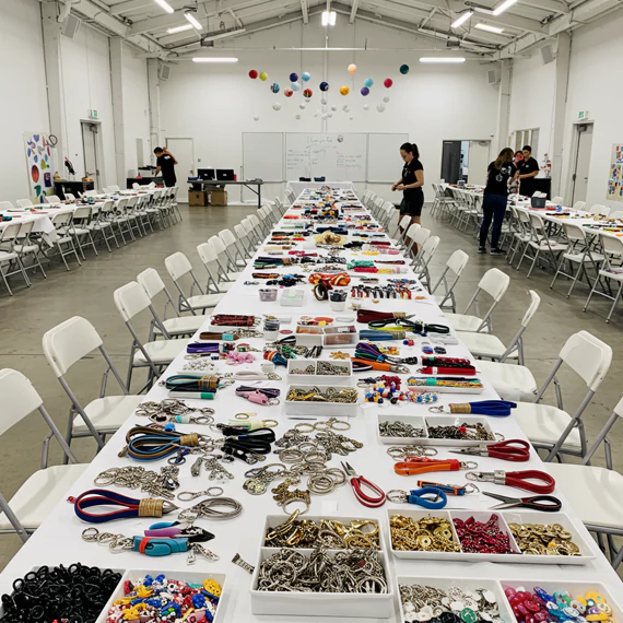 Children drawing and colouring character illustrations under the guidance of a teacher during a kids' craft workshop by MRM Events.