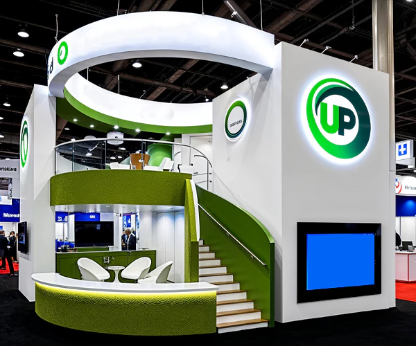 Innovative Double-Decker Exhibition Stand crafted by leading exhibition stand designers in Dubai.