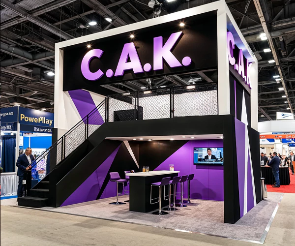 Custom Double-Decker Exhibition Stand Designs developed by skilled exhibition stand contractors in Dubai.