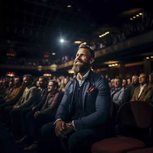 Businessman in audience at a high-profile event in Dubai hosted by MRM Events.