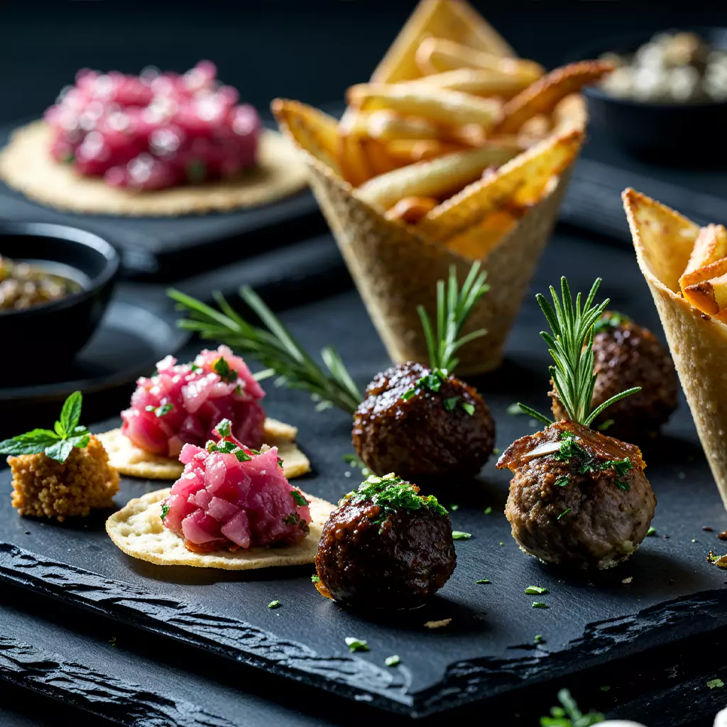 Elegant canapés featuring smoked salmon and dill cream on fresh blinis.