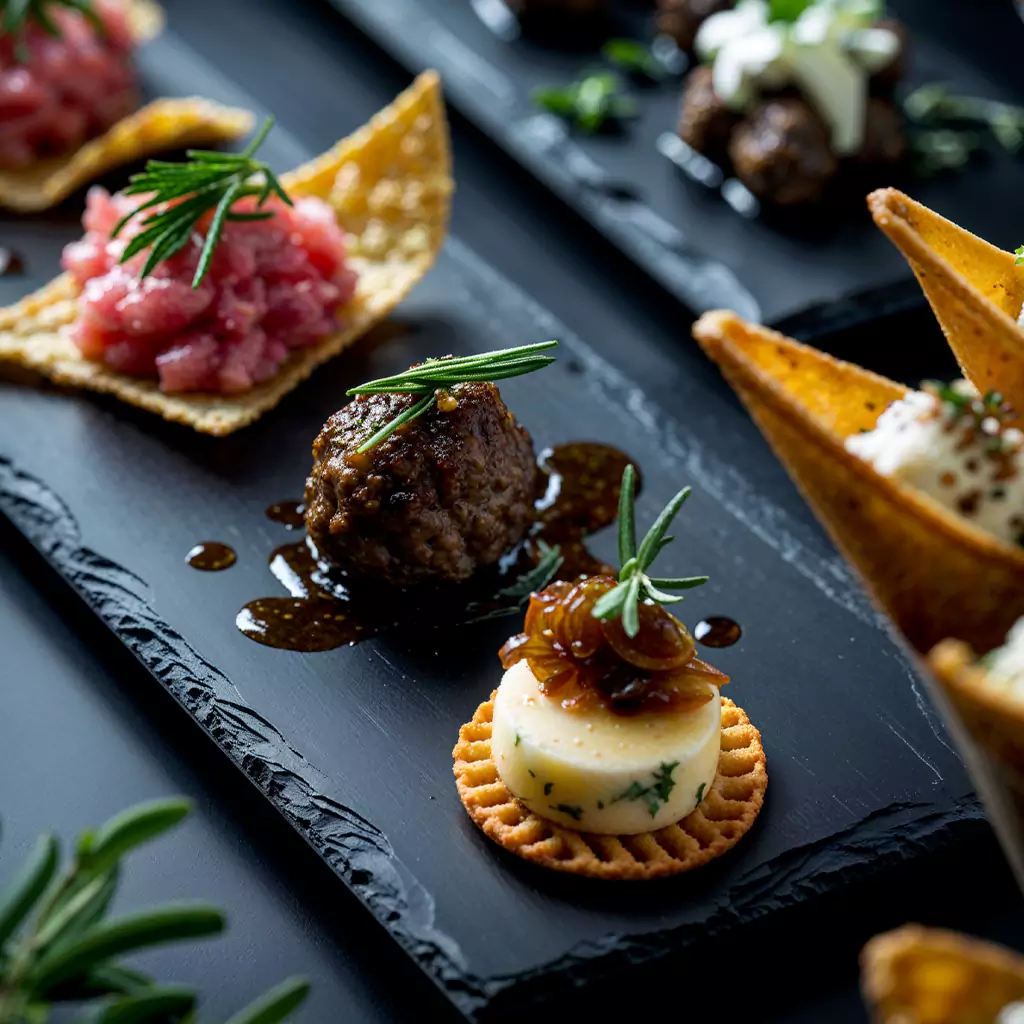 Miniature cucumber cups filled with herbed cream cheese for fresh flavors.