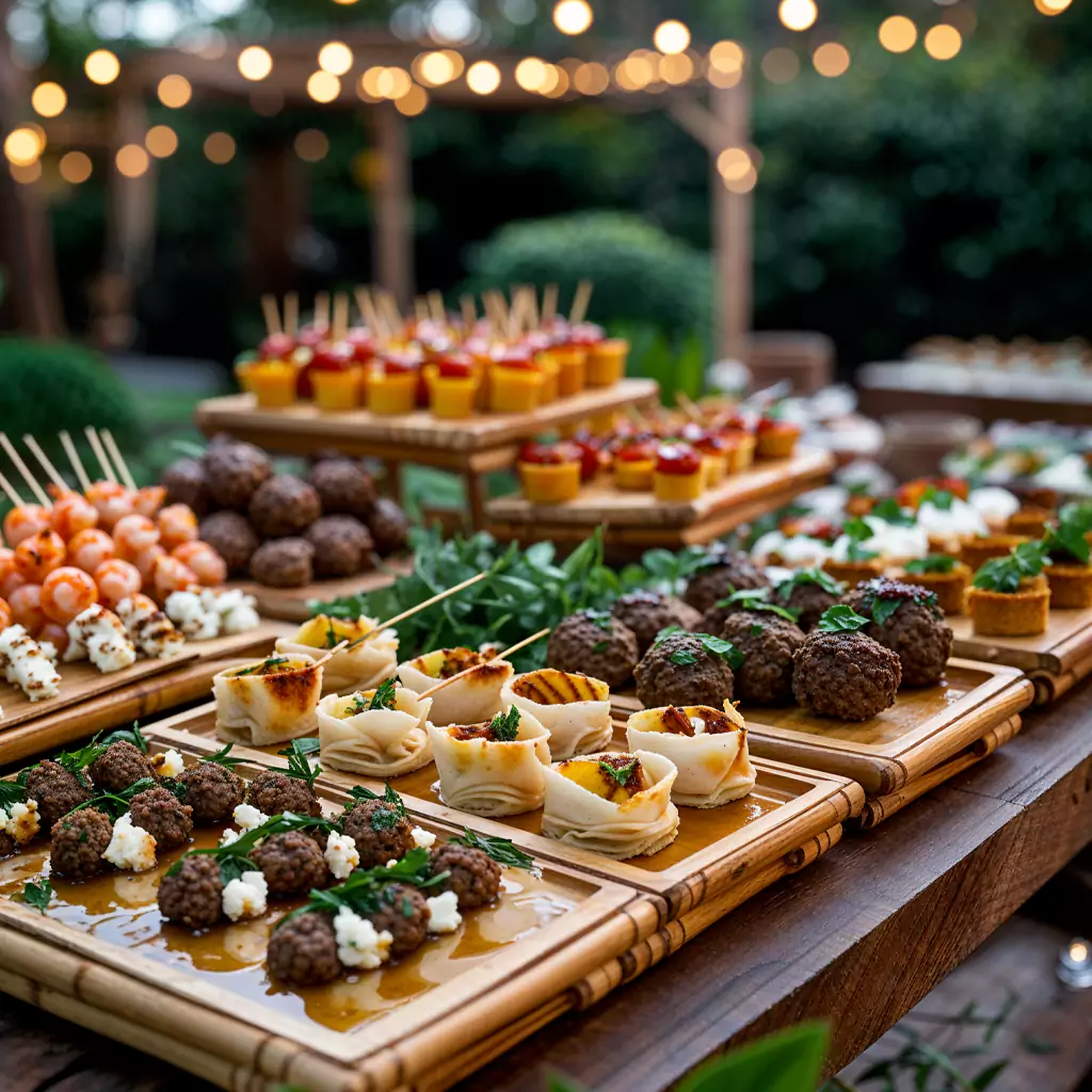 Artfully presented mini tacos filled with spiced chicken and fresh salsa.