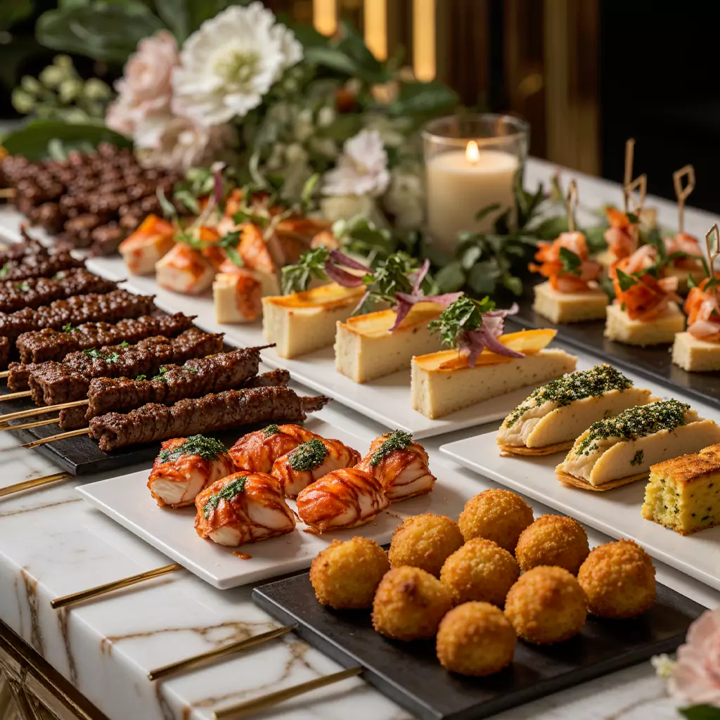 Delicate goat cheese tarts topped with caramelized onions and thyme.