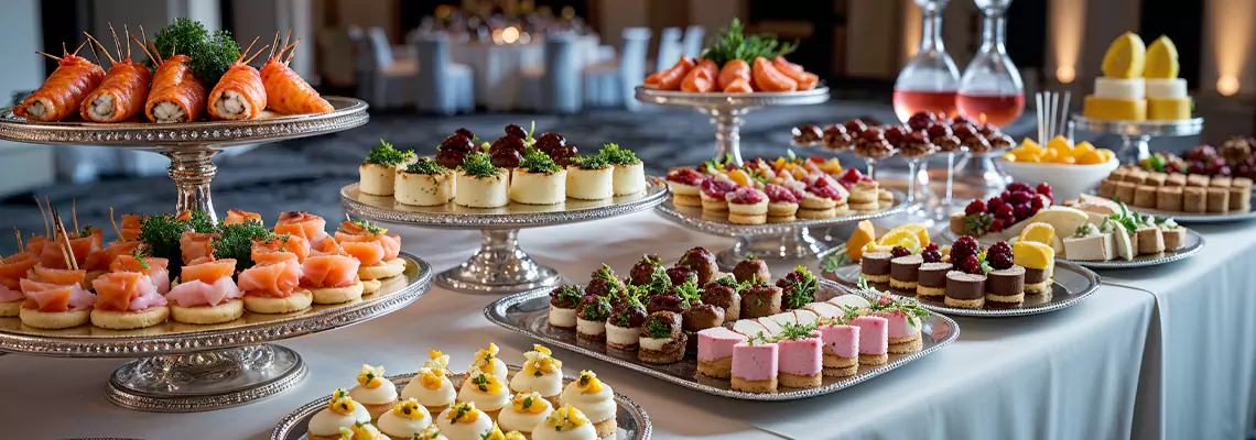 Exquisite canapés menu designed to elevate special events with bite-sized elegance in Dubai.