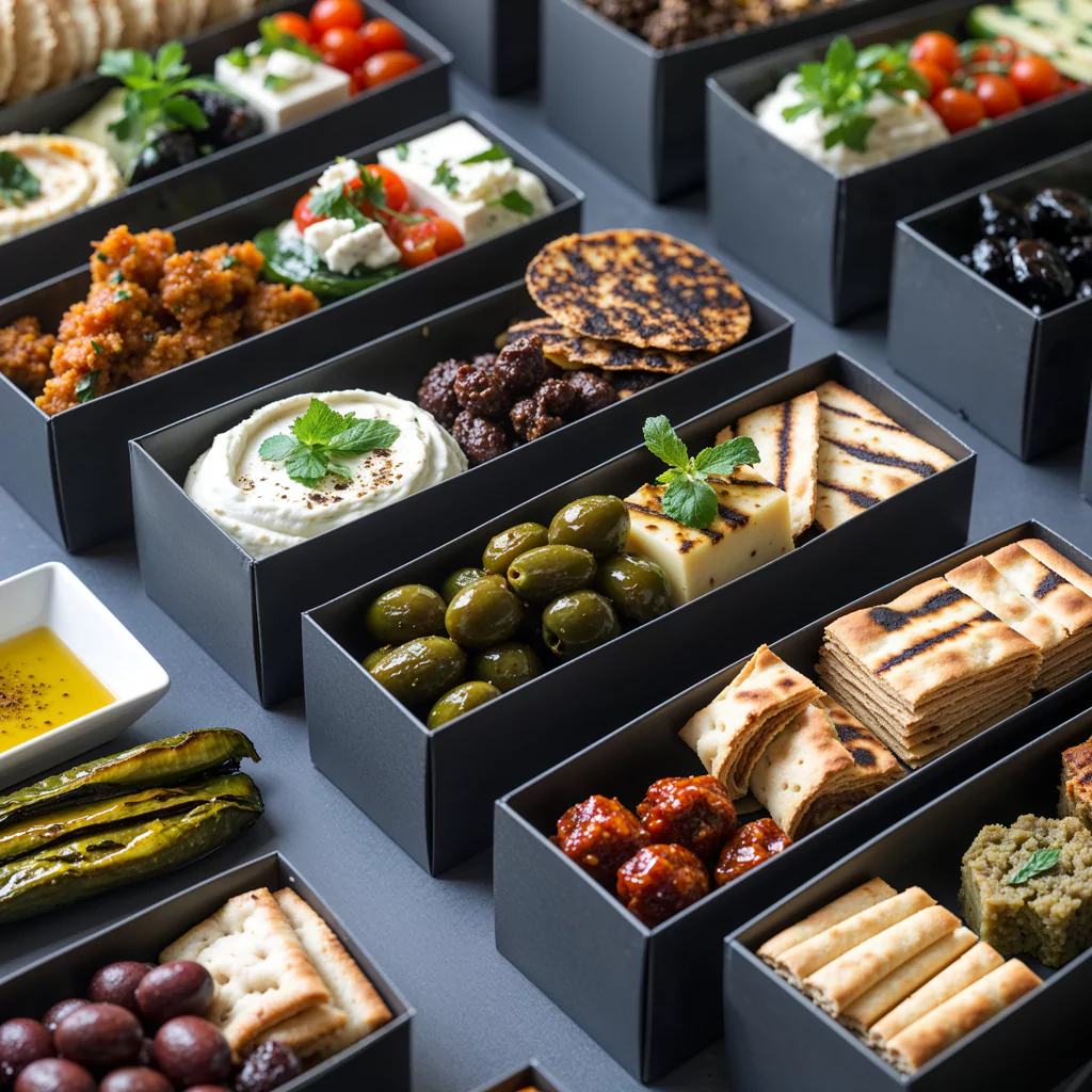 Elegant staff catering setup with fresh buffet for corporate meetings in Dubai.