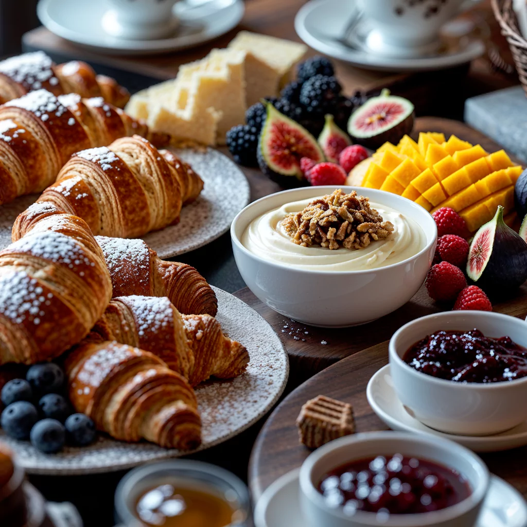 Corporate staff brunch catering with a mix of hot and cold dishes.