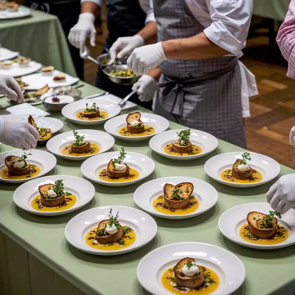 "Elegant table arrangements for a gala dinner event managed by MRM Events, Dubai's top event organizers."