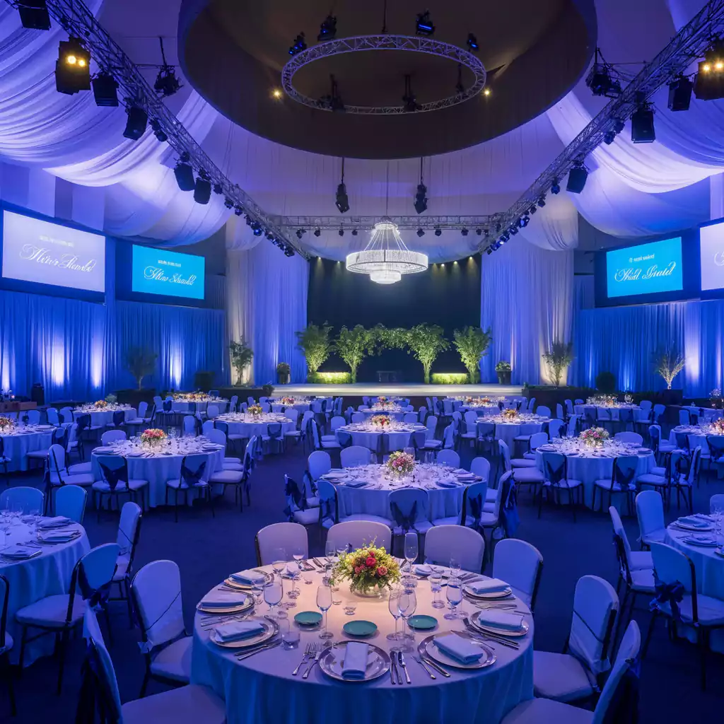 "Exclusive gala dinner venue with exquisite details and seamless planning by MRM Events in Dubai."