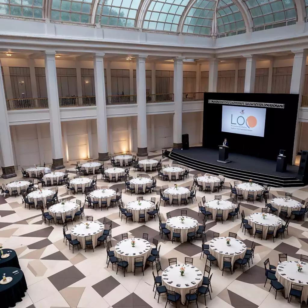 "Luxury gala dinner design with creative styling and high-end arrangements by MRM Events, Dubai."