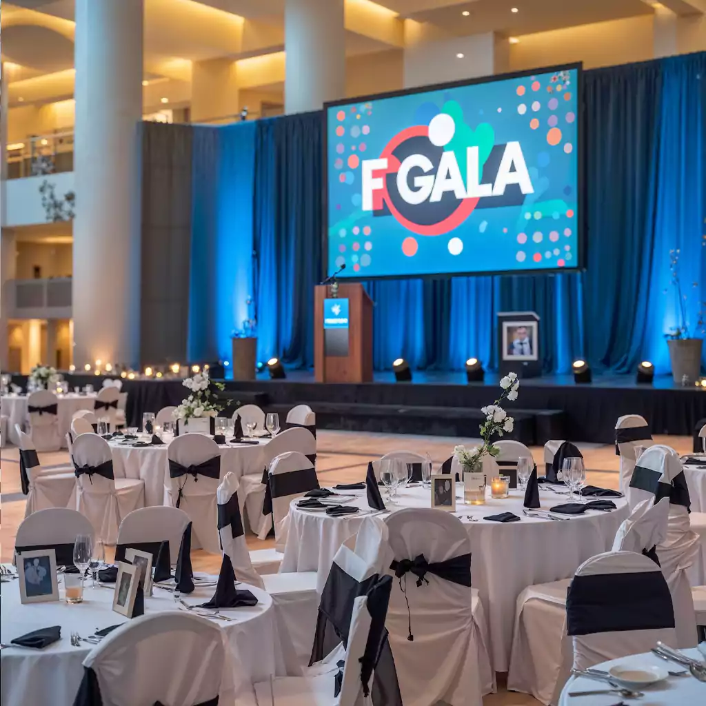 "Personalized gala dinner setup with premium decor by MRM Events, a trusted event management company in Dubai."