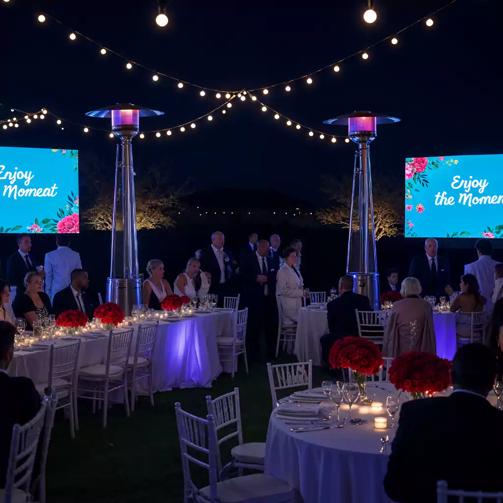 "Exclusive gala dinner settings with intricate styling by MRM Events, a renowned event planner in Dubai."