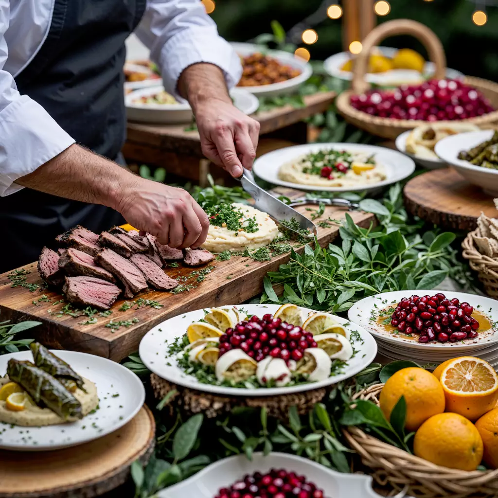 Skilled chefs preparing live grilled dishes for elegant gatherings.