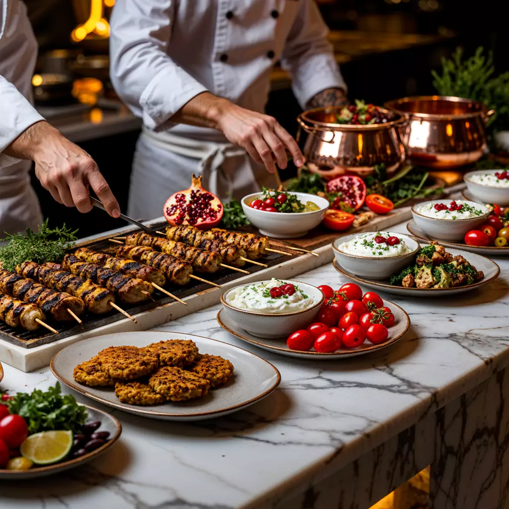 Live dessert counter serving gourmet pastries and creative toppings.