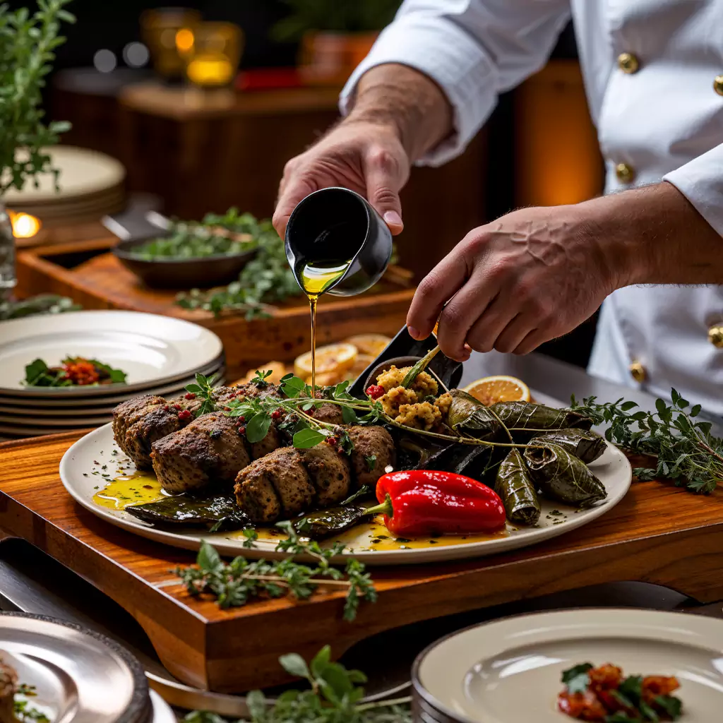 Authentic Middle Eastern grills prepared live for immersive experiences.