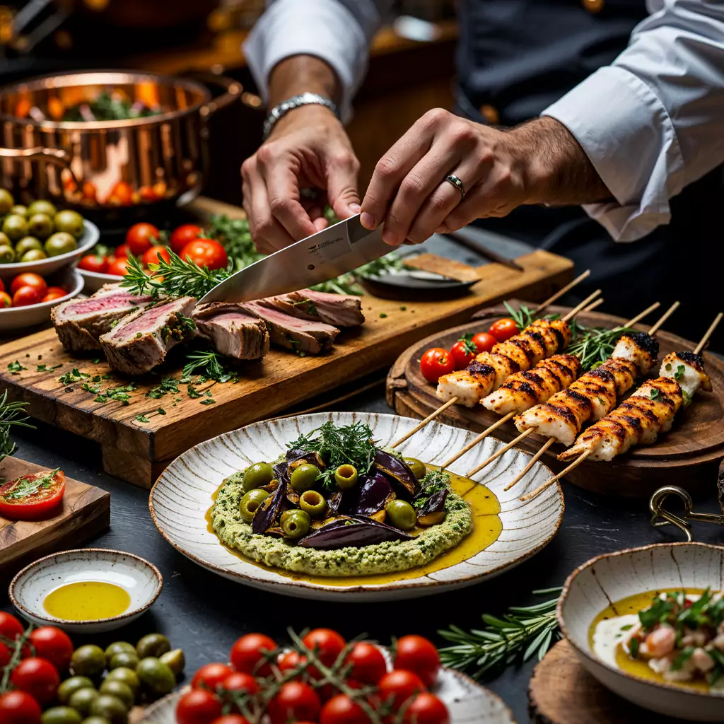 Customized Mediterranean live station offering refreshing flavors.