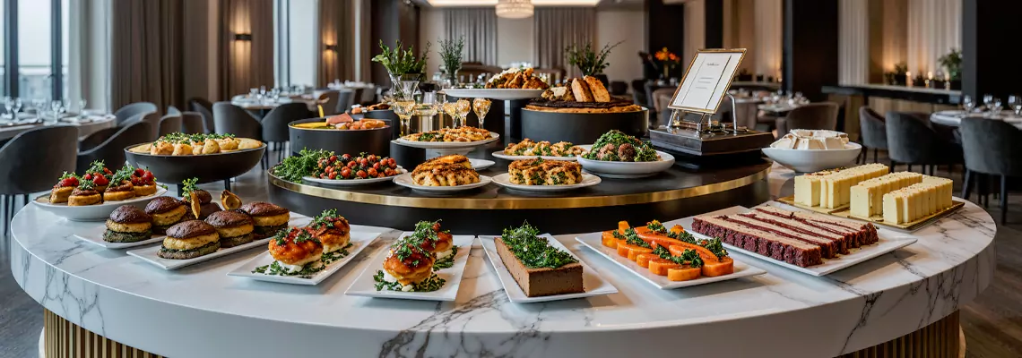 Sophisticated lunch and dinner catering menu crafted for memorable gatherings in Dubai.