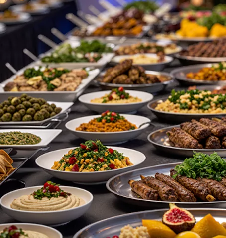 Authentic Middle Eastern flavors for staff catering services.