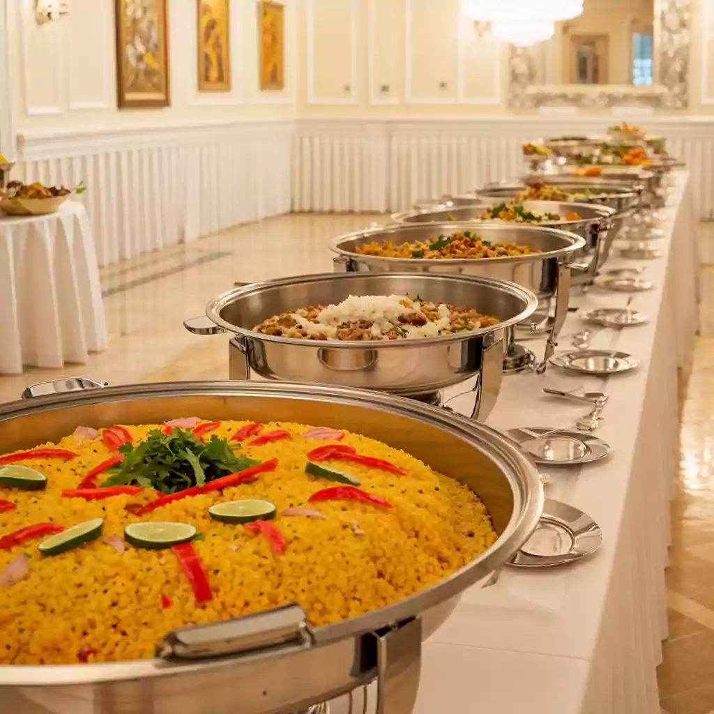 Elegant private catering with gourmet chocolate cakes, berry cheesecakes, and floral-themed desserts, perfect for upscale events and celebrations