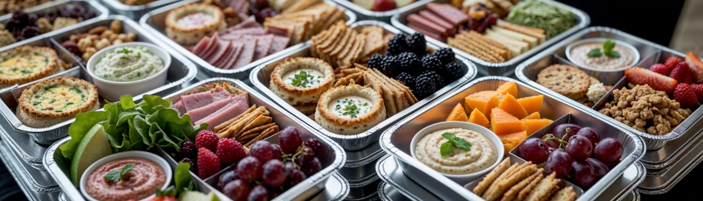 Snack boxes designed for staff catering service and staff catering service.