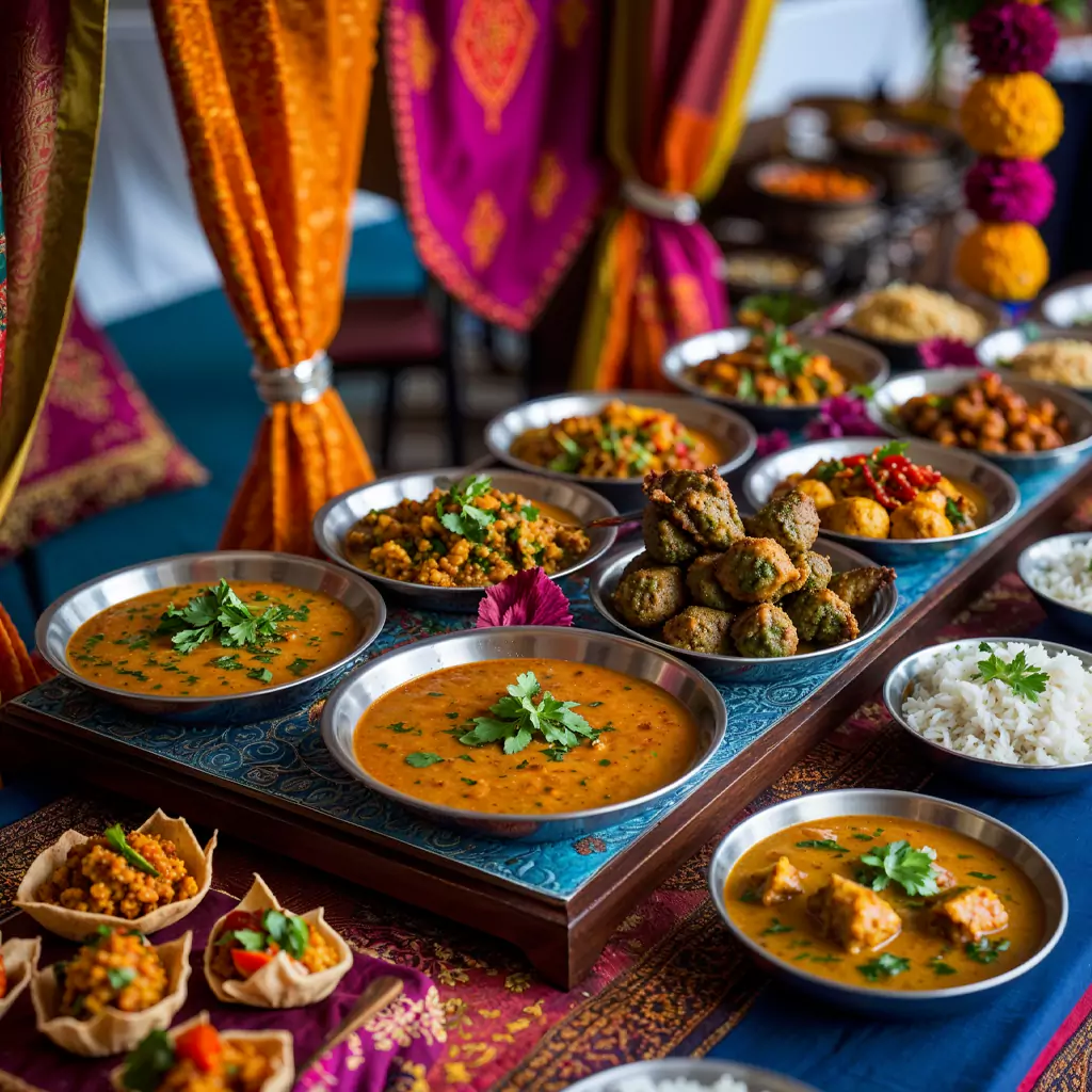 Vibrant buffet arrangement featuring fresh salads and healthy options.