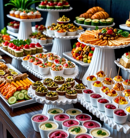 Italian pasta and antipasti wedding spread