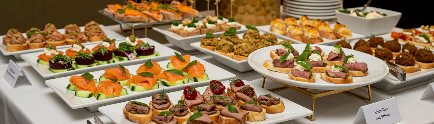 Delicious canapés crafted to perfection for luxury yacht events in Dubai.