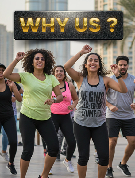 "Energetic outdoor Zumba class by MRM Events, showcasing wellness workshops in Dubai tailored for corporate events and team engagement. "