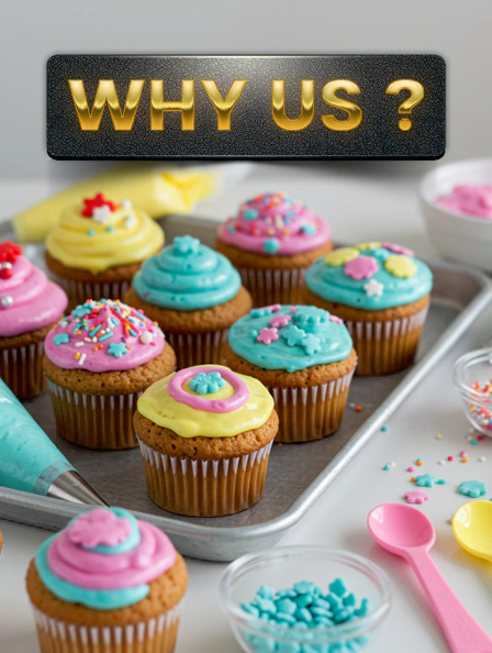 Colorful cupcakes decorated with icing and sprinkles during a cooking workshop for kids, showcasing creative baking workshops in Dubai.